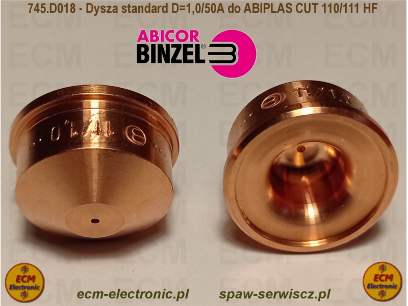 Dysza plazmowa D=1,0/50A, 745.D018 do ABIPLAS CUT-110/111 HF